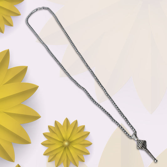 Silver Chain With Gada Pendant Locket (1 Pc)