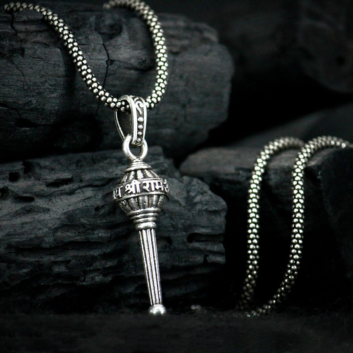 Silver Chain With Gada Pendant Locket (1 Pc)